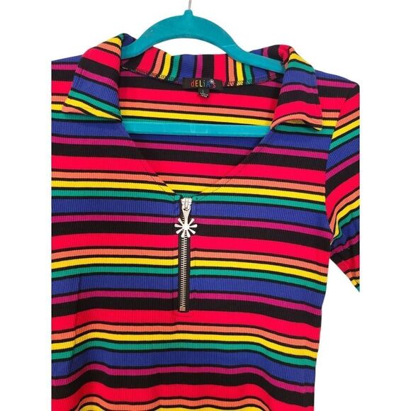 DELIAS x Dolls kill La Vida Loca Rainbow Striped Dress, 90s Y2K Whimsical | L - Picture 9 of 13